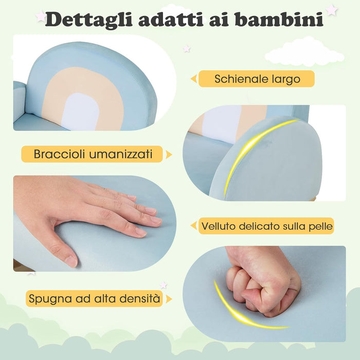 Sedia a Dondolo per Bambini in Legno, Poltrona Imbottita per Bambini con Rivestimento in Velluto Morbido, Design Antiribaltamento, per Camera da Letto, Soggiorno