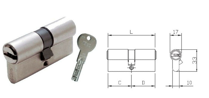 ISEO 880940509 CILINDRO R6 MM.90 40X50 NICH. 6 PERNI