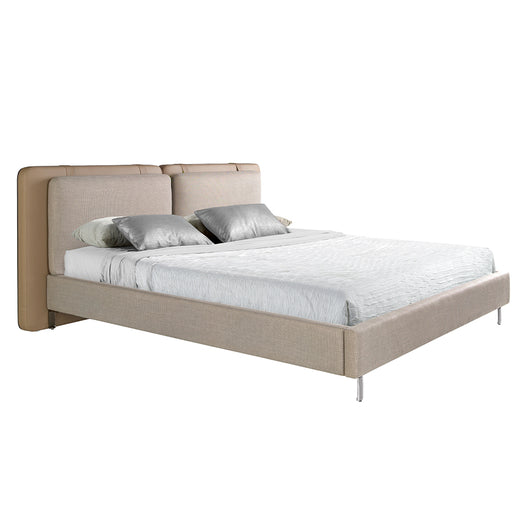 Letto in similpelle visone e tessuto grigio