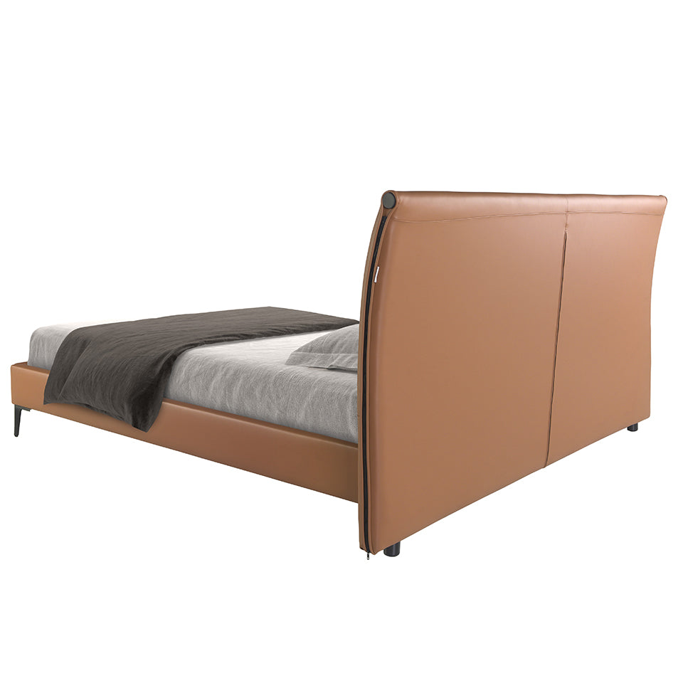 Letto in similpelle marrone