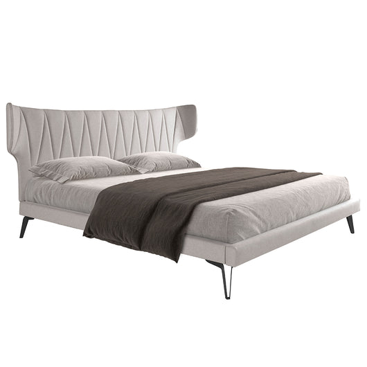 Letto in tessuto grigio chiaro