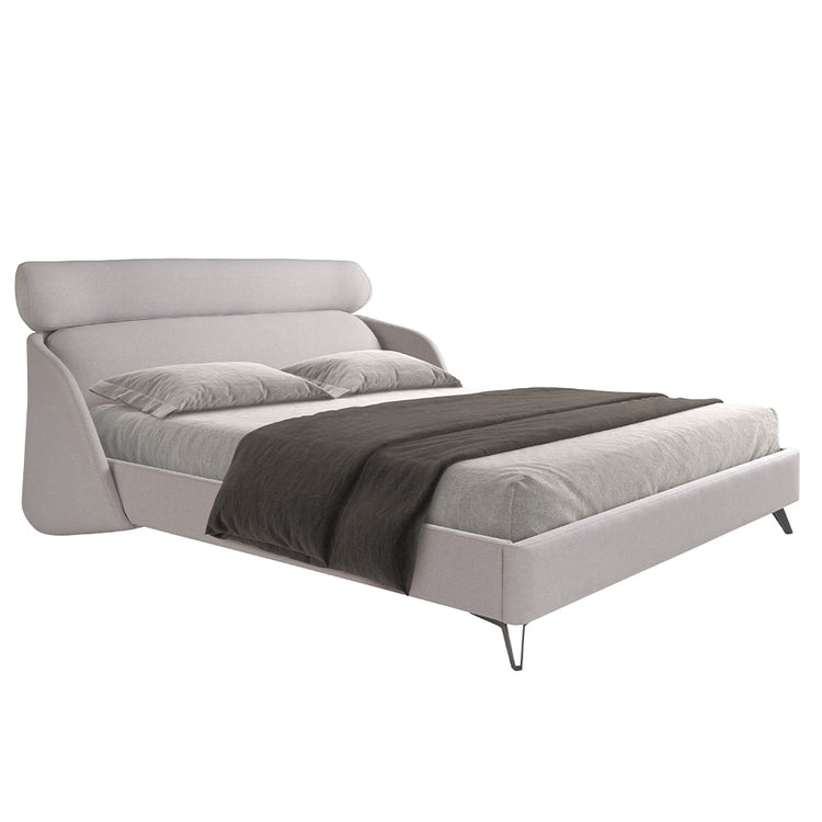 Letto in tessuto grigio chiaro con gambe nere