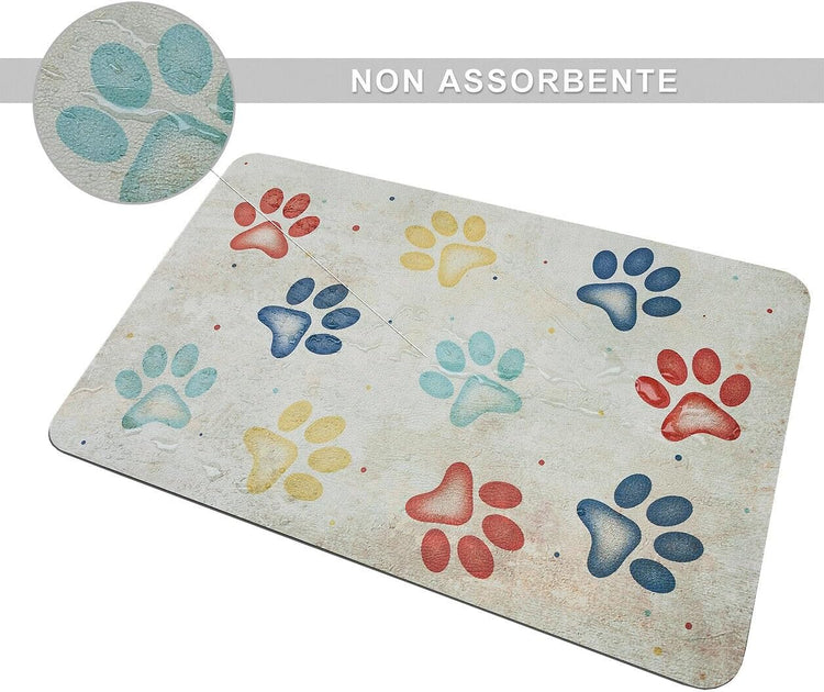 Tappeto Sottociotola Tovaglietta 30x46 cm Pvc Impermeabile Antisfilo Antiscivolo Cane Gatto Dis.A