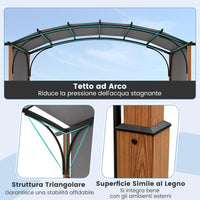 Gazebo Pergola da Giardino 3 x 3,6 m, Pergola da Esterno con Telaio Curvo e Tettuccio Retrattile, con Struttura in Metallo, per Giardino, Patio e Portico (Grigio)