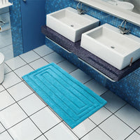 Tappeto Bagno 50x80 cm Puro Cotone Elegante Lussuoso Morbido Scendiletto Antiscivolo Turchese