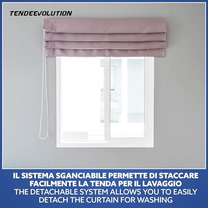 BASTONE BINARIO PER TENDA A PACCHETTO CON 6 CALATE  IN ALLUMINIO BIANCO Lungh. 220 CM Attacco Soffitto COMANDO A DX