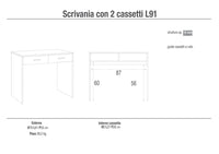 Scrivania da Ufficio 2 Cassetti 91x76x55 cm Olmo Chiaro/Bianco Fiammato