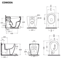 Sanitari filomuro senza brida Ceramica Azzurra serie Comoda