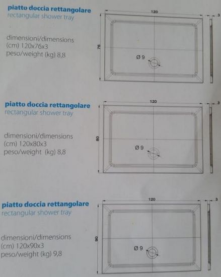 Piatto doccia flat in resina alto 3cm (rettangolare) - Misura: 90 x 120 x 3h