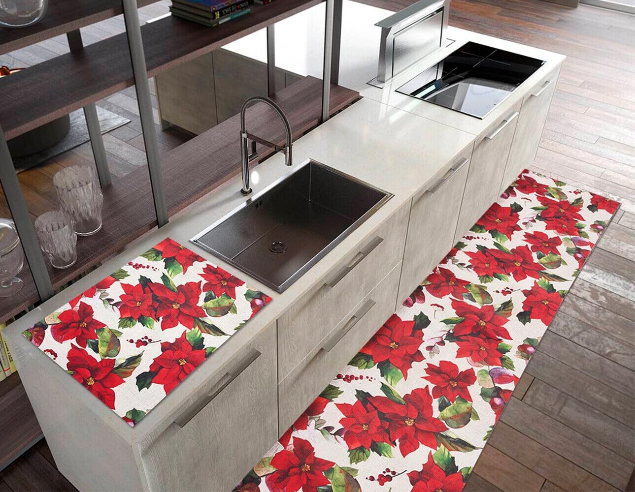 Tappeto Cucina Natale Pvc 51x360 cm Antimacchia Passatoia Antiscivolo Antisfilo Lavabile Dis_NC