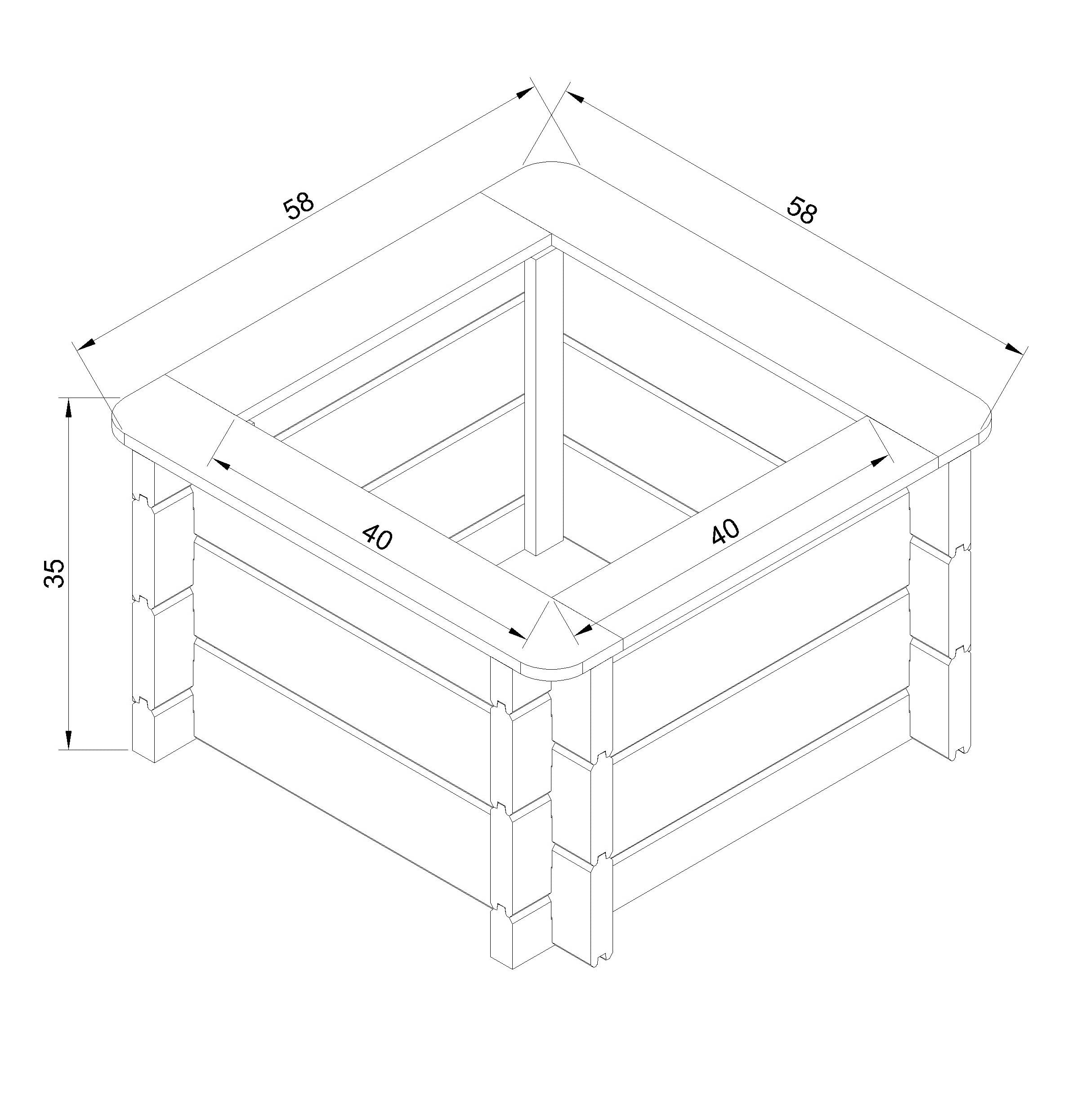 L’aiuola di giardino sopraelevata in legno - 58x58x35 cm - Timbela M616