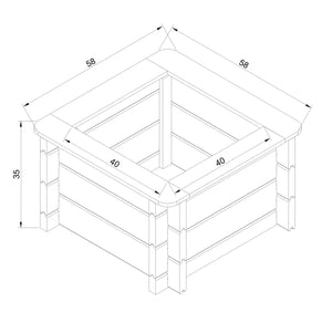 L’aiuola di giardino sopraelevata in legno - 58x58x35 cm - Timbela M616