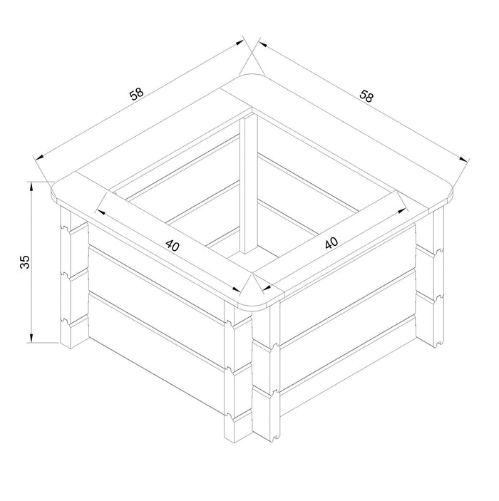 L’aiuola di giardino sopraelevata in legno - 58x58x35 cm - Timbela M616