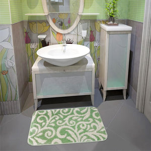 Tappeto Bagno Camera 60x120 cm Morbido Floreale Moderno Antiscivolo Lavabile Grigio