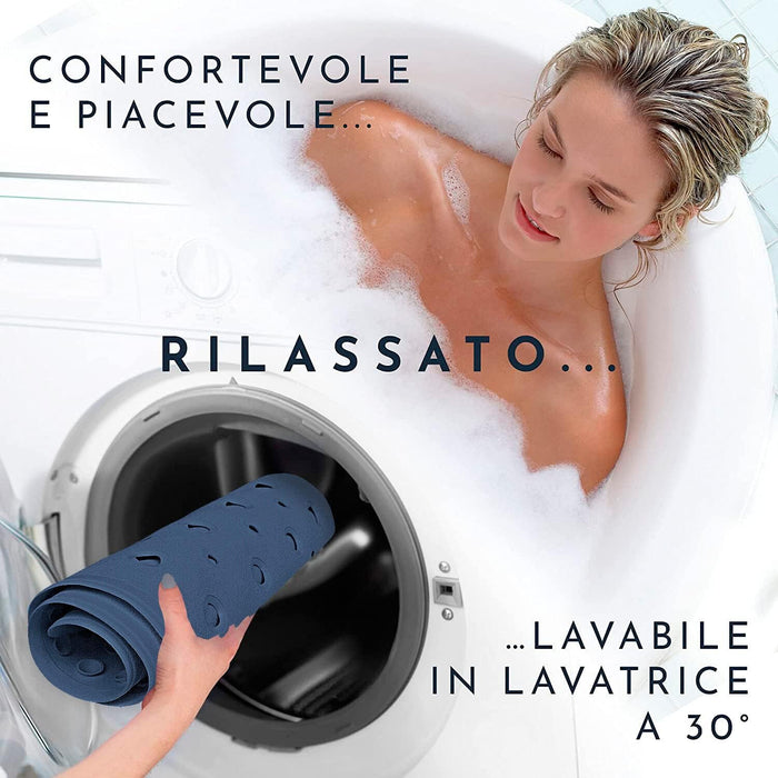 Tappeto Doccia Vasca Bagno Ruvido con Ventose Antiscivolo Profumato 36x71 cm Blu