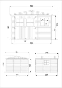 Casa da giardino in legno - 9 m² - TIMBELA M335+M335G