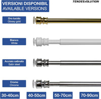 Astine a Molla in Ferro, Coppia Bastoncini Pressione Estensibili 30-40cm - Colore Nikel Satinato