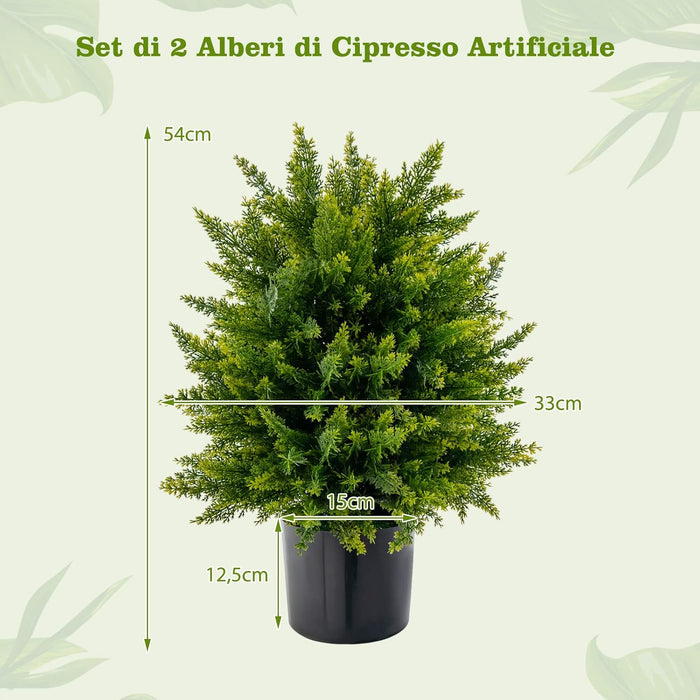 Pianta Finta 54 cm, Cedro Artificiale Resistente ai Raggi UV con Vaso Riempito di Cemento e Foglie Lussureggianti, Alberi Artificiali da Esterno e Interno