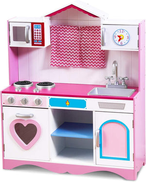 Set da Cucina Giocattolo per Bambini, Cucina da Gioco in Legno con Lavello e Rubinetto, per Bambini 3 Anni+