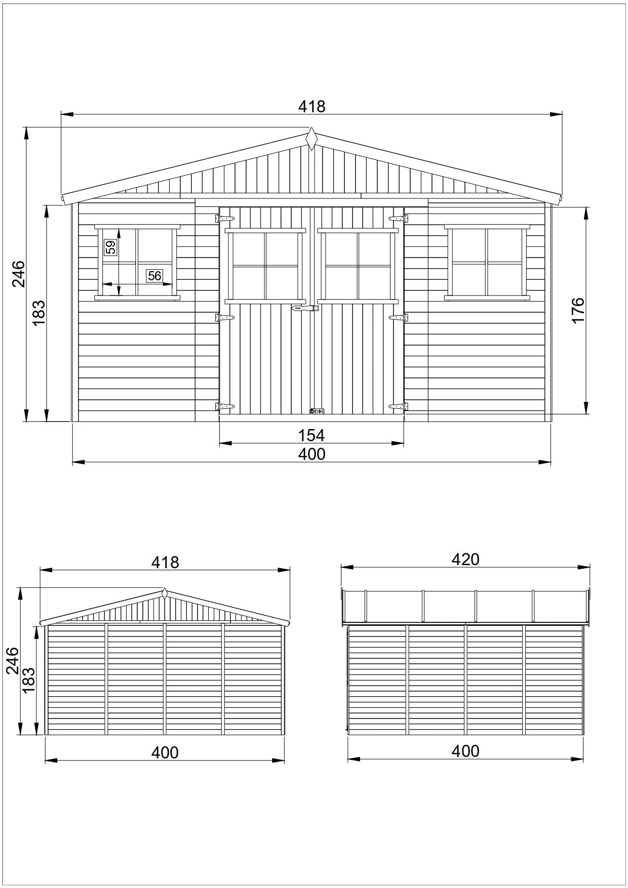 Casa da giardino in legno - 16 m²- TIMBELA M330+M330G