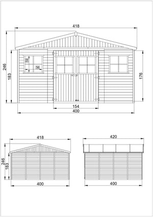 Casa da giardino in legno - 16 m²- TIMBELA M330+M330G