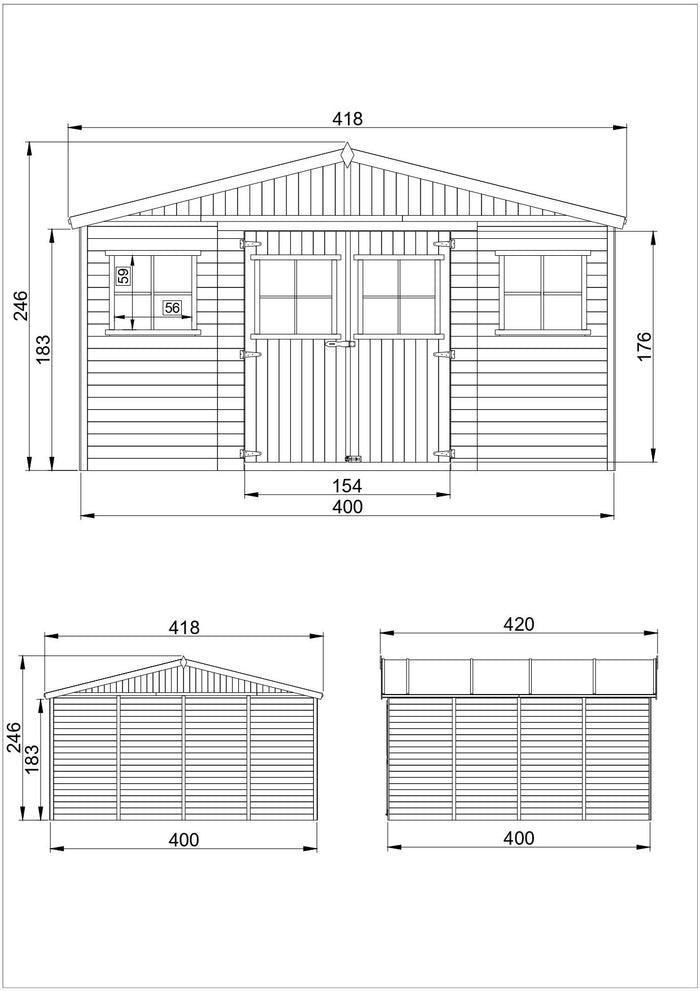 Casa da giardino in legno - 16 m²- TIMBELA M330+M330G