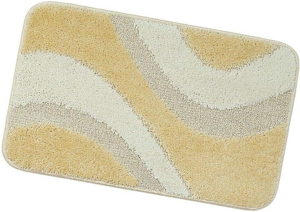 Tappeto Bagno 50x110 cm Scendiletto Antiscivolo Shaggy 3D Moderno Assorbente Beige