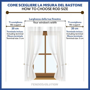 Bastone Tenda in Legno di Alta Qualità, diametro 23 mm a strappo colore ciliegio lunghezza 200 CM