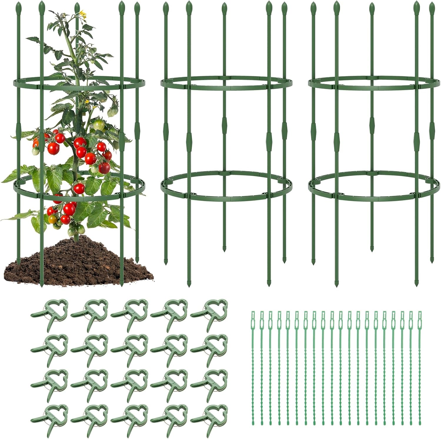 3 Pezzi Obelisco per Rampicanti Garden, Supporto Piante Rampicanti Giardino, Pomodoro Gabbie Traliccio Giardino in Vaso 102cm, per Pomodori Vite Frutta Rose Rampicanti Piante