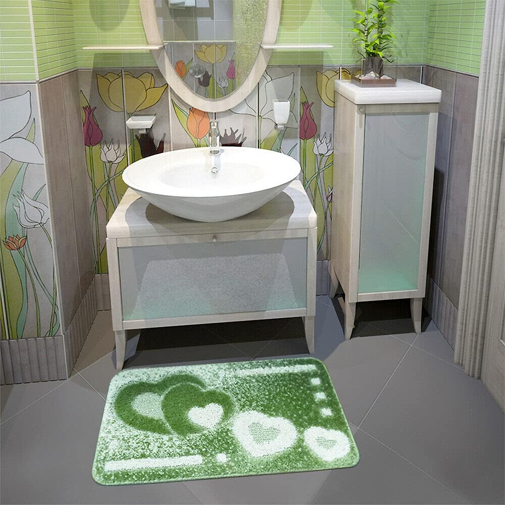 Tappeto Bagno Cuori 50x80 cm Antiscivolo Assorbente Scendiletto Doccia Blu