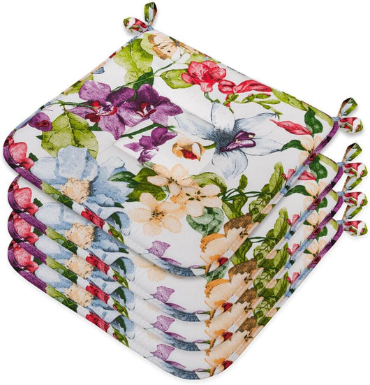 Set 4 Cuscini Sedia Cucina Cotone Lavabili Universali Coprisedia Morbidi Fiori Farfalla Viola