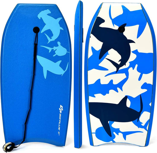 Tavola da Surf in XPE, EPS e HDPE, Tavola Surf Bambini e Adulti, Tavoletta Mare con Leash per Polso, Portata 85 kg, Disponibile in Vari Colori, 104 x 51 x 6 cm (Pesci)