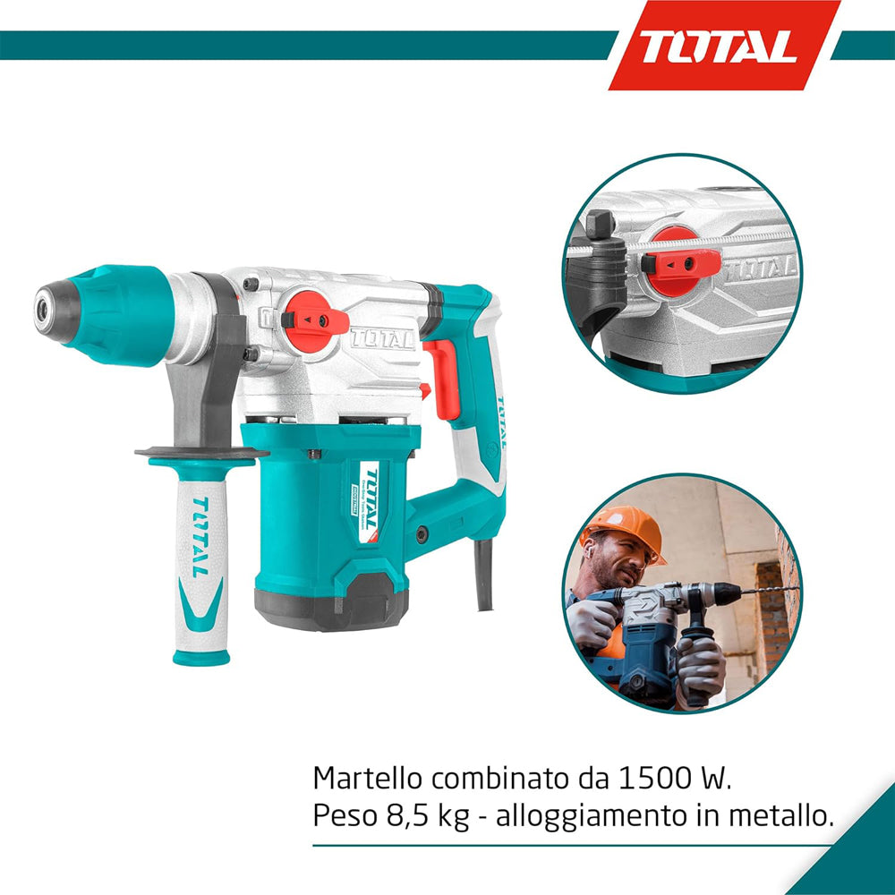 MARTELLO TASSELLATORE SDS-PLUS SCALPELLATORE TRAPANO 1500W TOTAL TH115326