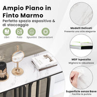 Tavolo Consolle 100 CM, Mobile Ingresso con Piano Effetto Marmo, Piedini Regolabili, Struttura in Metallo e Kit Anti-Ribaltamento, Tavolino Moderno per Ingresso, Salotto e Corridoio