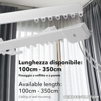 Binario Scorritenda Lineare in Alluminio Bianco da Soffitto Movimento a Strappo Bastone Tenda Retto e Robusto Lung 300cm