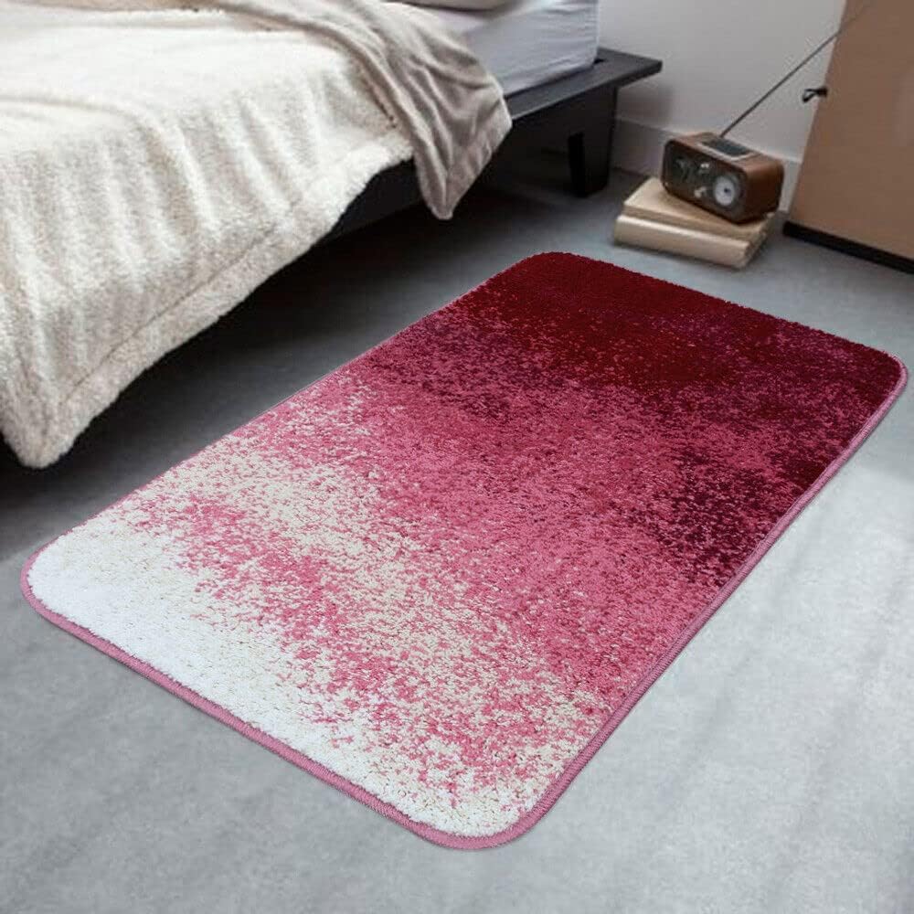 Tappeto Bagno Camera 60x120 cm Sfumato Moderno Morbido Antiscivolo Scendiletto Shaggy Rosa