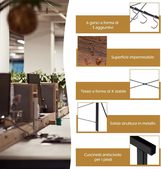 Scrivania per Computer Pieghevole, Scrivania per Ambienti Piccoli con Telaio in Metallo, 6 Ganci a Forma di S, Tavolo per PC Moderno per Ufficio e Casa, 100 x 50 x 75 cm (Marrone)