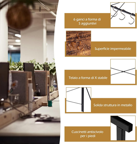 Scrivania per Computer Pieghevole, Scrivania per Ambienti Piccoli con Telaio in Metallo, 6 Ganci a Forma di S, Tavolo per PC Moderno per Ufficio e Casa, 100 x 50 x 75 cm (Marrone rustico)