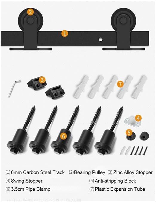 Binario In Kit Per Porta Scorrevole 96X220H Cm - Lunghezza Binario 200 Cm Colore Nero B1469103/N