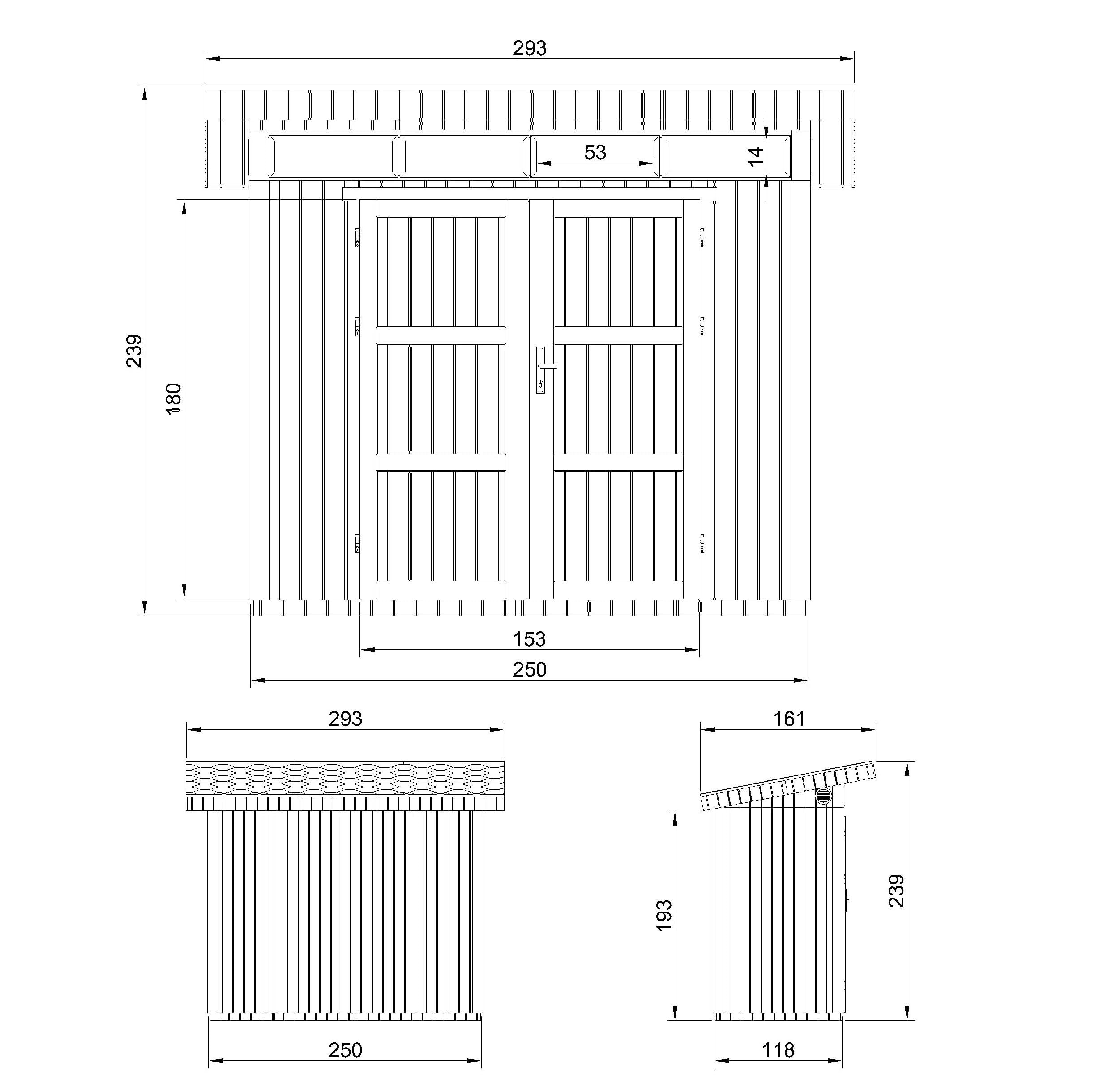 Casetta da Giardino di QUALITÀ PREMIUM 3m²-L161xW294cm - TIMBELA M901A-CAVERN STEEL