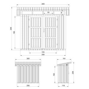 Casetta da Giardino di QUALITÀ PREMIUM 3m²-L161xW294cm - TIMBELA M901A-CAVERN STEEL