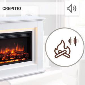 Camino elettrico da terra Baldur | Fuoco 3D, riscaldamento 2000W, wifi, crepitio, telecomando, timer, termostato |Bianco