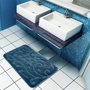 Tappeto Bagno Set 3 Pezzi Morbido Scendiletto Moderno Elegante Antiscivolo Assorbente Marrone