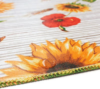 Tovaglia Cucina Antimacchia 120x160 cm Cotone Plastificato Copritavolo Girasoli Papaveri