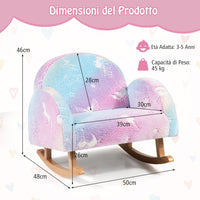 Sedia Dondolo per Bambini da 3 a 5 Anni, Poltrona in Flanella con Gambe in legno, Motivi che si Illuminano al Buio, per Cameretta e Soggiorno, 50 x 48 x 46 cm