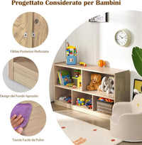 Libreria per Bambini e Organizer Giocattoli, Scaffale di Legno Con 5 Scompartimenti, Per Stanza dei Giochi Camera Dei Bambini Angolo di Lettura Classe Scuola Materna (Naturale)