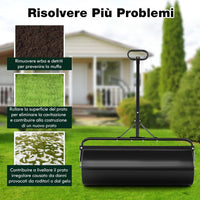 Rullo per Prato in Metallo, Rullo da Giardino Riempibile con 30 Litri di Acqua/Sabbia, con Gancio e Impugnatura Staccabile per Giardino, Prato, Parco e Fattoria (Black)