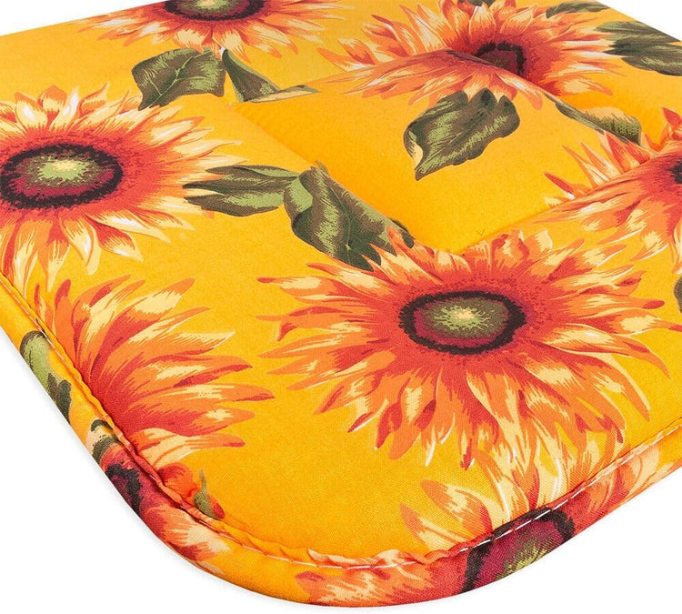 Set 4 Cuscini Sedia Cucina Cotone Lavabili Morbidi Universali Coprisedia Girasoli Giallo