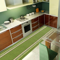 Tappeto Cucina 57x400 cm Antiscivolo Made in Italy Passatoia Corsia Bordata Ingresso Lavabile Verde