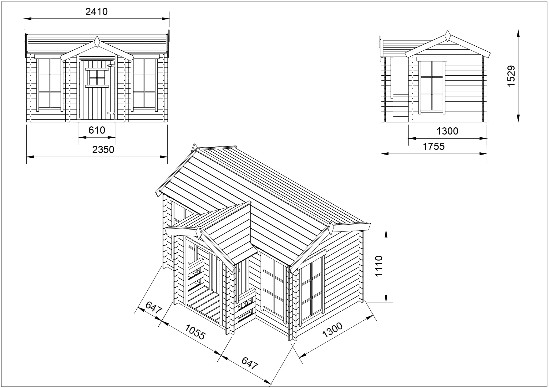 Casetta legno per bambini -  L241xL187xA151cm/ 2,63m2 - Timbela M520